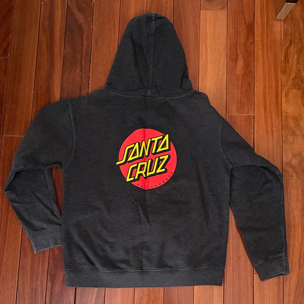 Santa Cruz Charcoal Hoodie with Red and Yellow Logo